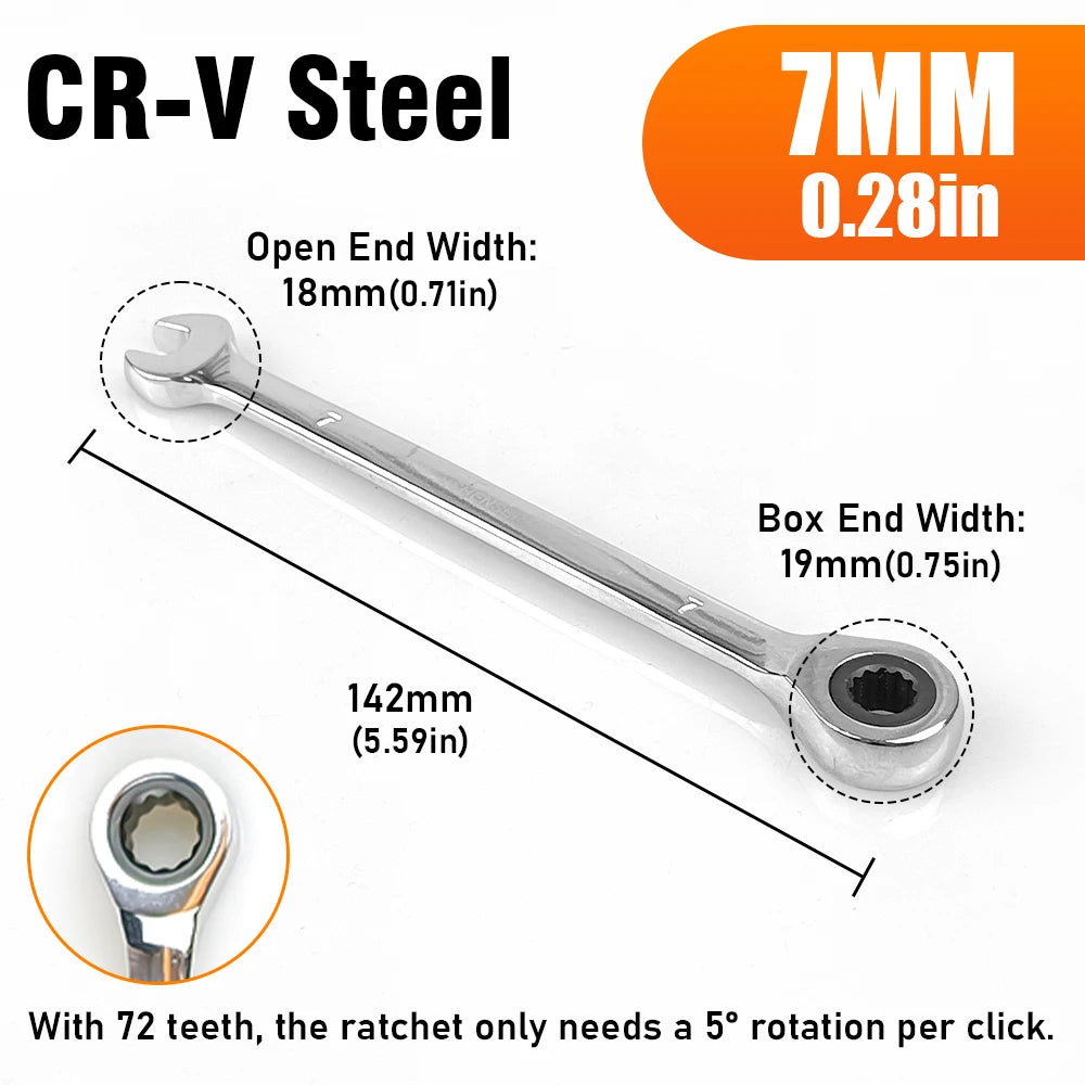 72-tooth ratchet wrench, 6-17mm adjustable range, reversible dual-head open-end wrench, perfect for auto and bicycle maintenance