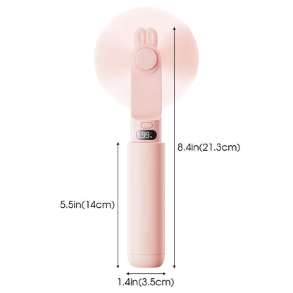 Portable Fan Mini Cute Handheld Fan LED Display USB 2000mAh Recharge Hand Held Small Pocket Fan with Power Bank Feature
