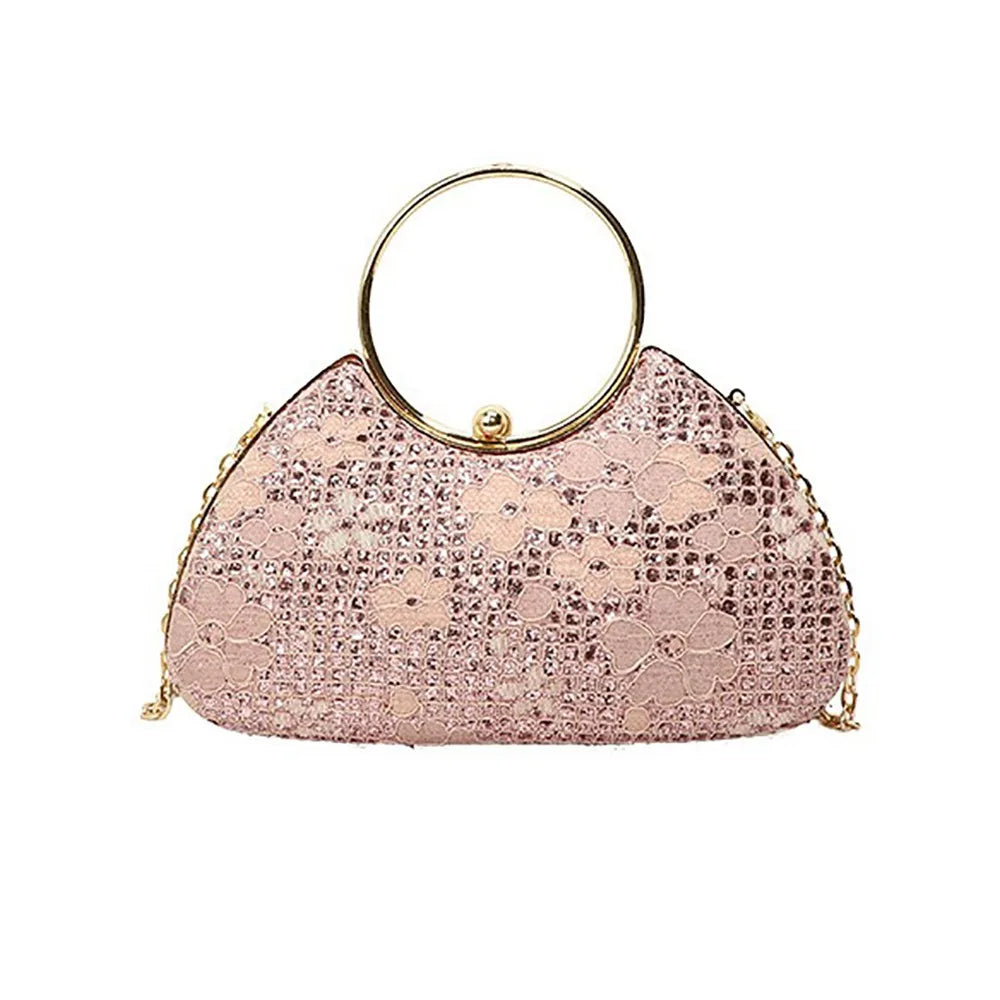Fashion Polyester Fiber Evening Bags Elegant Chain Shoulder Bag Clutch Handbag Women