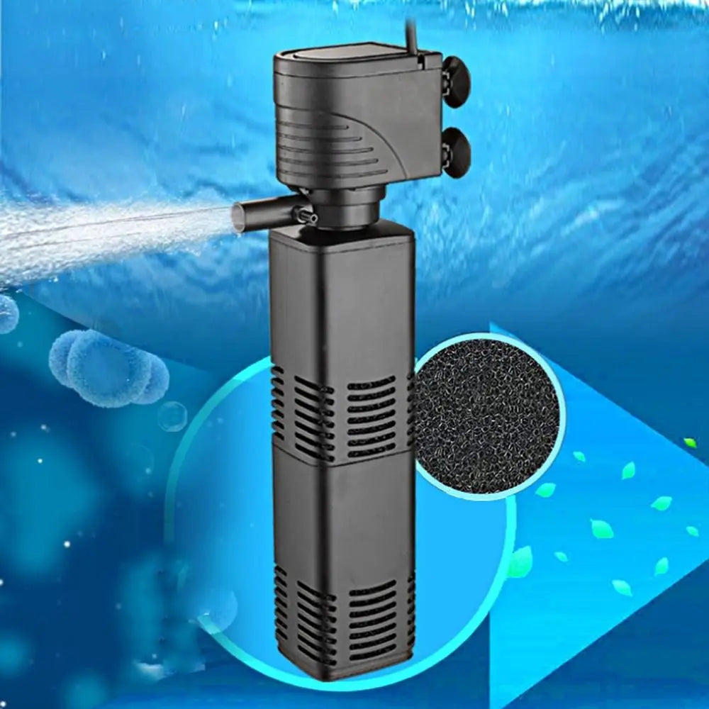 Plastic 3 in 1 Fish Tank Filter 4/6/12/20/30W Filtration Fish Tank Built-in Filter Increase Air Oxygen with Inner Sponge