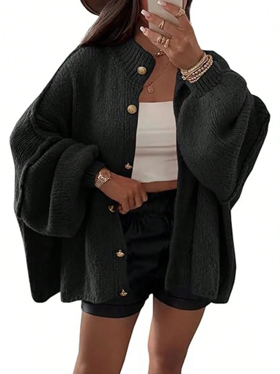 Knitted Lazy Style Oversized Long Sleeve Women Loose Buttons Cardigans Coat Winter Keep Warm Sweater Jacket Fashion Casual Tops