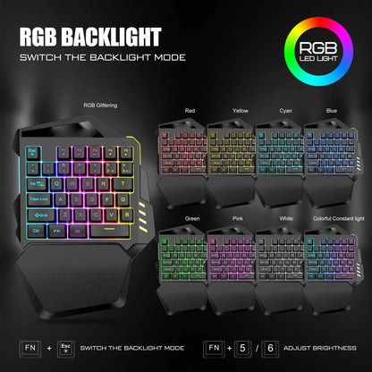 Mini Keyboard One Handed Gaming Keyboard 2.4G Wireless RGB Lighting ABS 35 Keys Gaming Keyboard for Computer