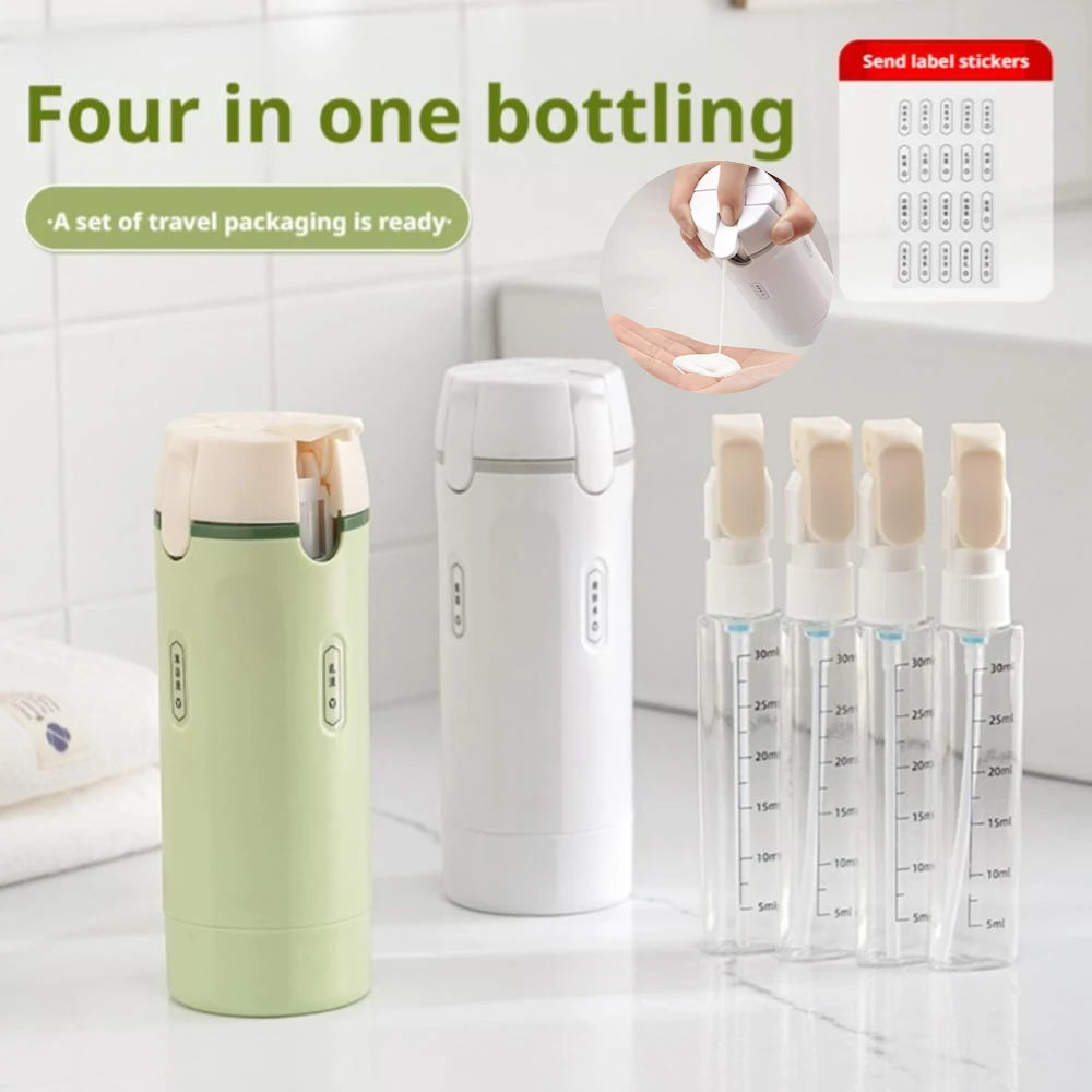 Travel Dispenser Storage Bottle (contains 4*30ml inner bottles) For Shampoo Conditioner Lotion Toner Portable Travel Bottles
