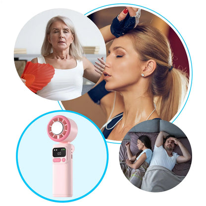 Portable Fan Handheld 5 Speeds Rechargeable Foldable Quiet Cooling Portable Tabletop Fan For Outdoor Travel Beach Camping Hiking