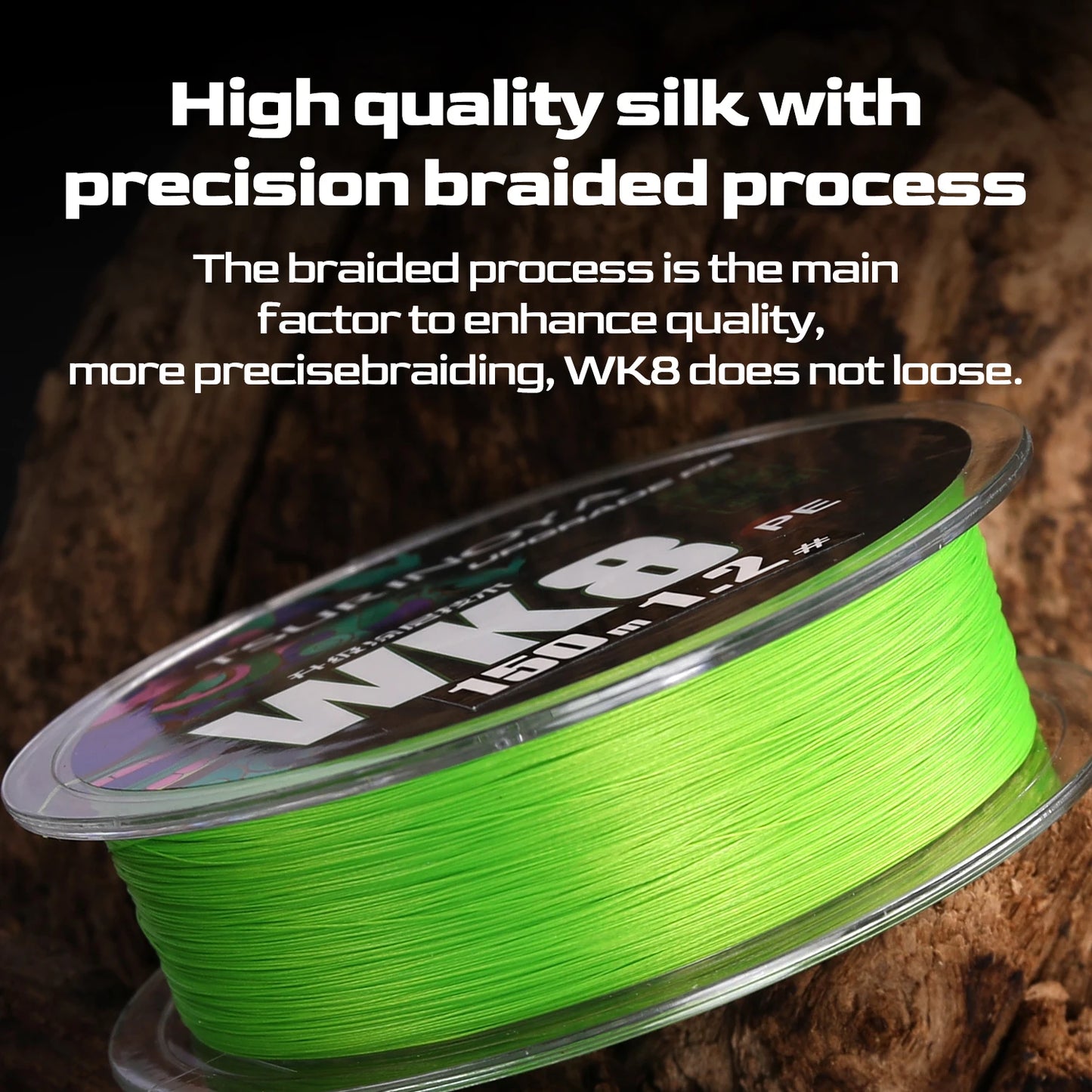 TSURINOYA 150M 8 Strand PE Fishing Line WK8 Long Casting 8 Weaves Braided Saltwater Smooth Multifilament Line 14-50LB Wire Carp
