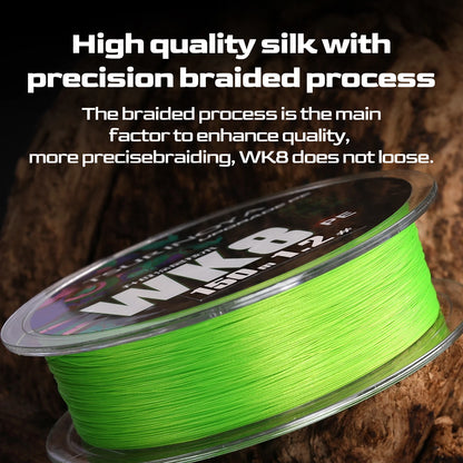 TSURINOYA 150M 8 Strand PE Fishing Line WK8 Long Casting 8 Weaves Braided Saltwater Smooth Multifilament Line 14-50LB Wire Carp