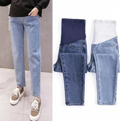 Pregnancy Abdominal Pants Jeans Maternity Pants For Pregnant Women Clothes High Waist Trousers Loose Denim Stretch Flared Jeans