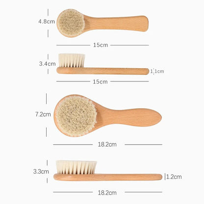 Baby Care Beech Wooden Handle Brush Newborn Infant Comb Head Massager for Baby Shower Pure Natural