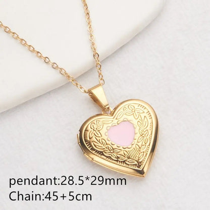 Openable Photo Picture Locket Necklace DIY Necklace Valentine's Day Heart Locket Necklace Friendship Necklace