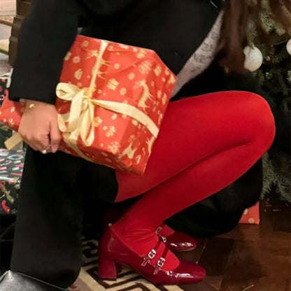 Red Pantyhose Female Retro Velvet Fall And Winter Bottoming Pants Outside Wearing Thin Natal Tight Shaping Bottoming Socks