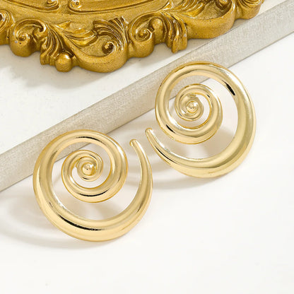 3.5 Cm Big Ball No Pierced Earclips Fashion Temperament Gold Plated Exaggerated Striped Round Clip Earrings for Women Party