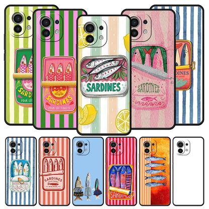 Phone Case Cover for Xiaomi Mi 17 15 14 13 12 11 Ultra 15T 14T 13T 12T 11T Pro Lite 5G Soft TPU Capas Funny Fish Sardines Laser