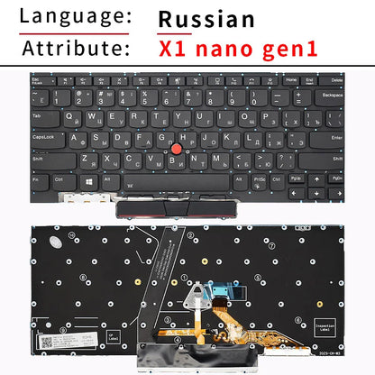 Replacement US/RU Russian Laptop Keyboard For Lenovo ThinkPad Lenovo X1 Nano Gen1 X1 Nano Gen2 With Backlit