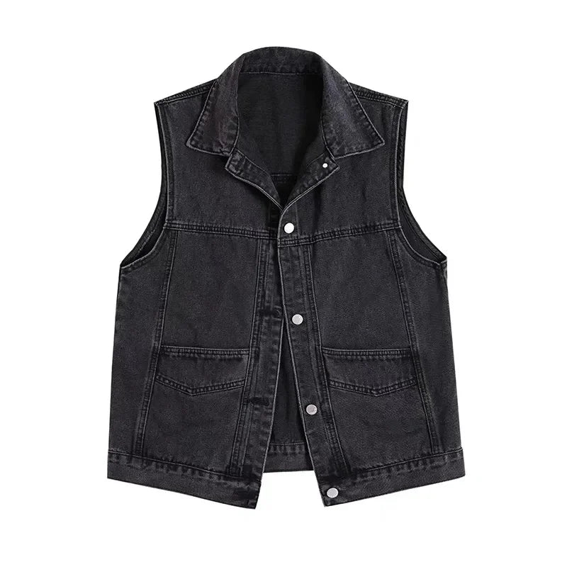 Fashion Women Cowboy Waistcoat Outwear Lady Large Size 4XL Denim Vest Coat Autumn Female Jeans Sleeveless Jacket