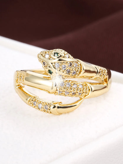 Classic Snake-Shaped Design Synthetic Zirconia Women's Ring For Daily Gatherings A Jewelry Accessory