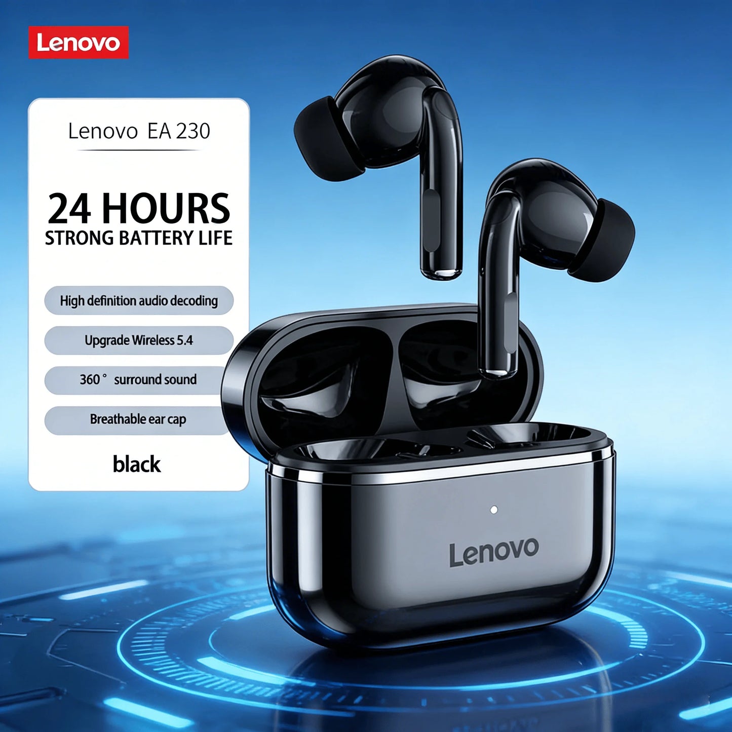 Lenovo Wireless Earbuds Low Latency Gaming Hd Call with Noise Reduction Mic Ear Design Long Standby Clear Communication Earphone