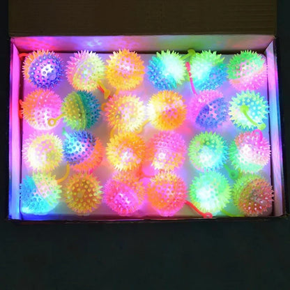 Event LED Light Up Flashing Massage Bouncing Glowing Spiky Ball Gift Glow Party Supplies