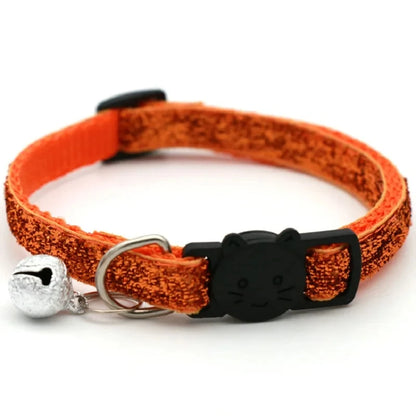 Cat Collar Adjustable with Bell Breakaway Adjustable Kitten Cat Sequin Collar Neck Strap Cat Pet Supplies Puppy Accessories