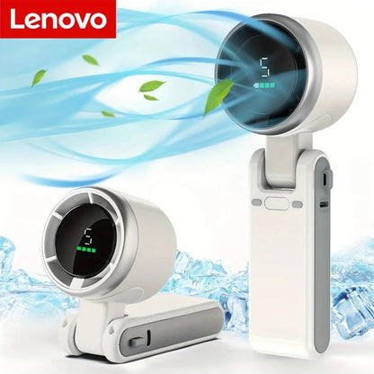 Lenovo Folding Handheld Fan 3-in-1 Fan 3600mAh Type-C Charge Ports Portable Desktop 5level Adjustment Electric Fan With Lanyard