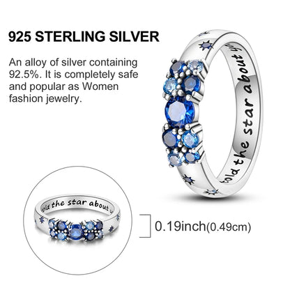 Hot Sale 925 Sterling Silver Ring Eye Plam Frefly Stars Heart Rings For Wedding Women Girls Jewelry Anniversary