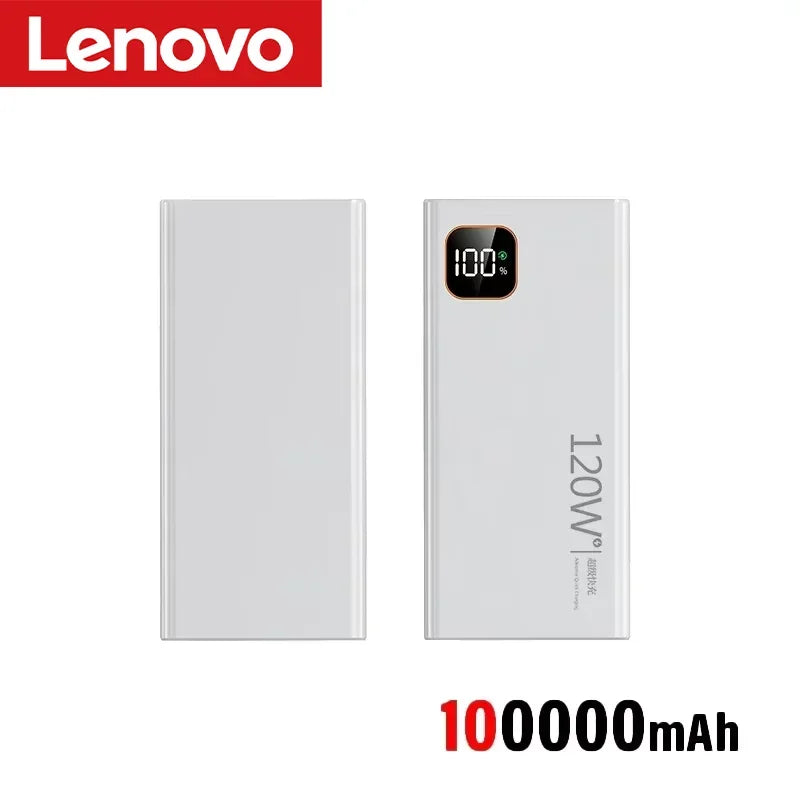 Lenovo 500000mAh Portable Power Bank 120W Large Capacity Super Fast Charging Digital Display External Battery Powerbank New
