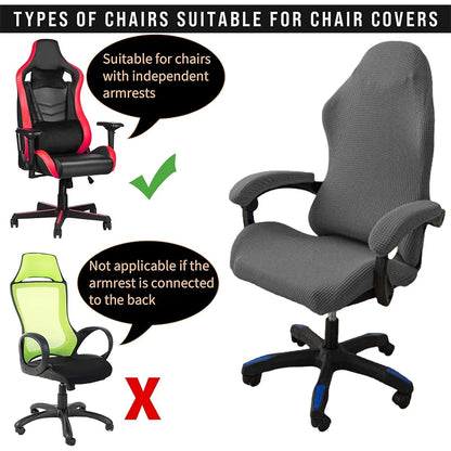 Solid Color Gaming Chair Cover Soft Elasticity Polar Fleece Armchair Slipcovers Computer Seat Chair Covers Stretch Rotating Lift