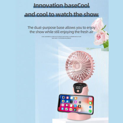Portable Fan Mini Handheld Electric Fan with LED Sceen Battery Display Support 5 Adjustable Wind Speed Silent Operation Foldable