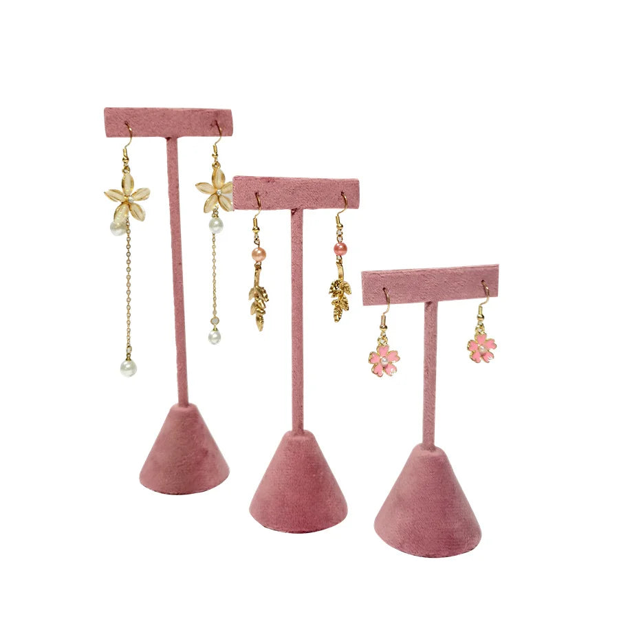 Pink Velvet Jewelry Organizer Trays Earrings Rings Holder Stud Ear Watch Bangle Storage Tray Jewelry Counter Jewelry Display