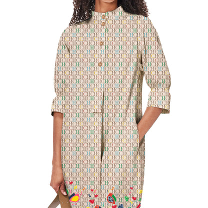 New Women Dress O Neck Casual Straight Tube Dress Side Split Fashion Retro Loose Shirt Dresses Female Shirt Dress