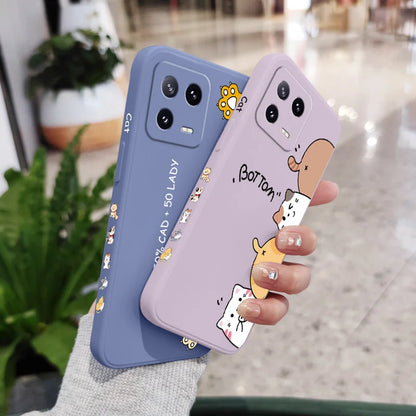 Cat Litter Phone Case For Xiaomi Mi 15 15T 14 14T 13 13T 12 12T 12S 11 11T Ultra 10 10T 9 9T Pro Lite 5G Liquid Silicone Cover