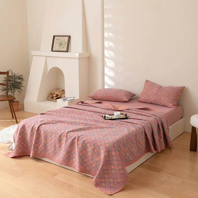 Decorative Bed Cover Blanket Ethnic Cotton Gauze Bedroom Bedspread On The Bed Double Quilts King Size Bed Comforters 220*240cm