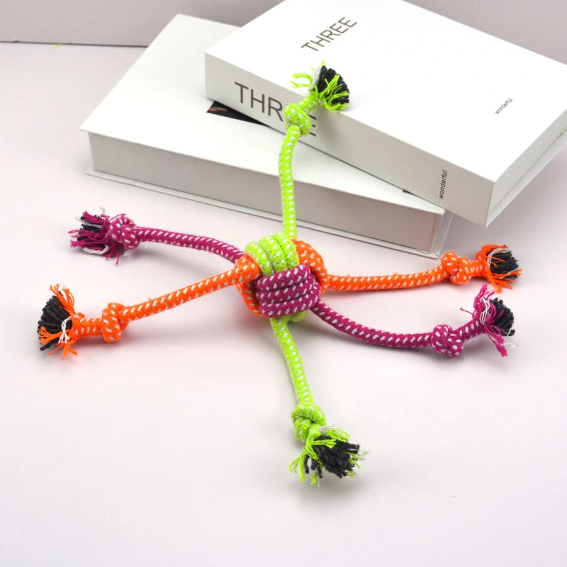 Dog Puppy Teeth Cleaning Interactive Toy Bite Rope Toy Pet Wear-Resistant Cotton Knot Chewing and Bite Resistant Pet Supplies