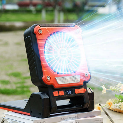 Portable Solar Fan Digital Display Solar-Powered Fan Outdoor Device Fold-out Base Cordless
