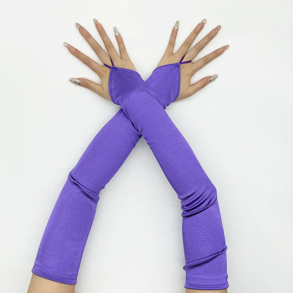 Ladies' Gloves, Long Hook-Finger Tinted Gloves, Ball Gloves, Bride's Wedding Dress Gloves, Sun-Protective Fashion Gloves C101