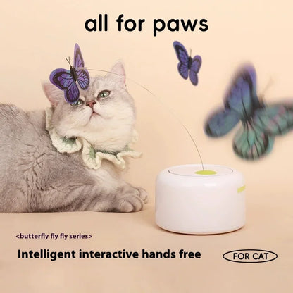 Pet cat self-hi boredom relief artifact butterfly electric cat teasing toy induction automatic rotation cat teasing turntable