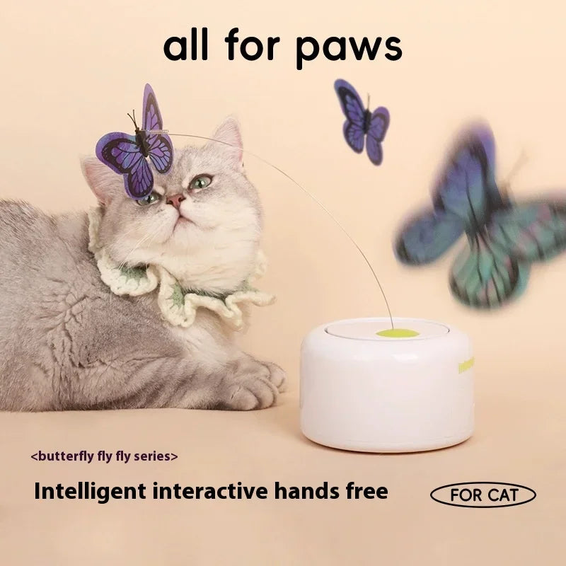 Pet cat self-hi boredom relief artifact butterfly electric cat teasing toy induction automatic rotation cat teasing turntable