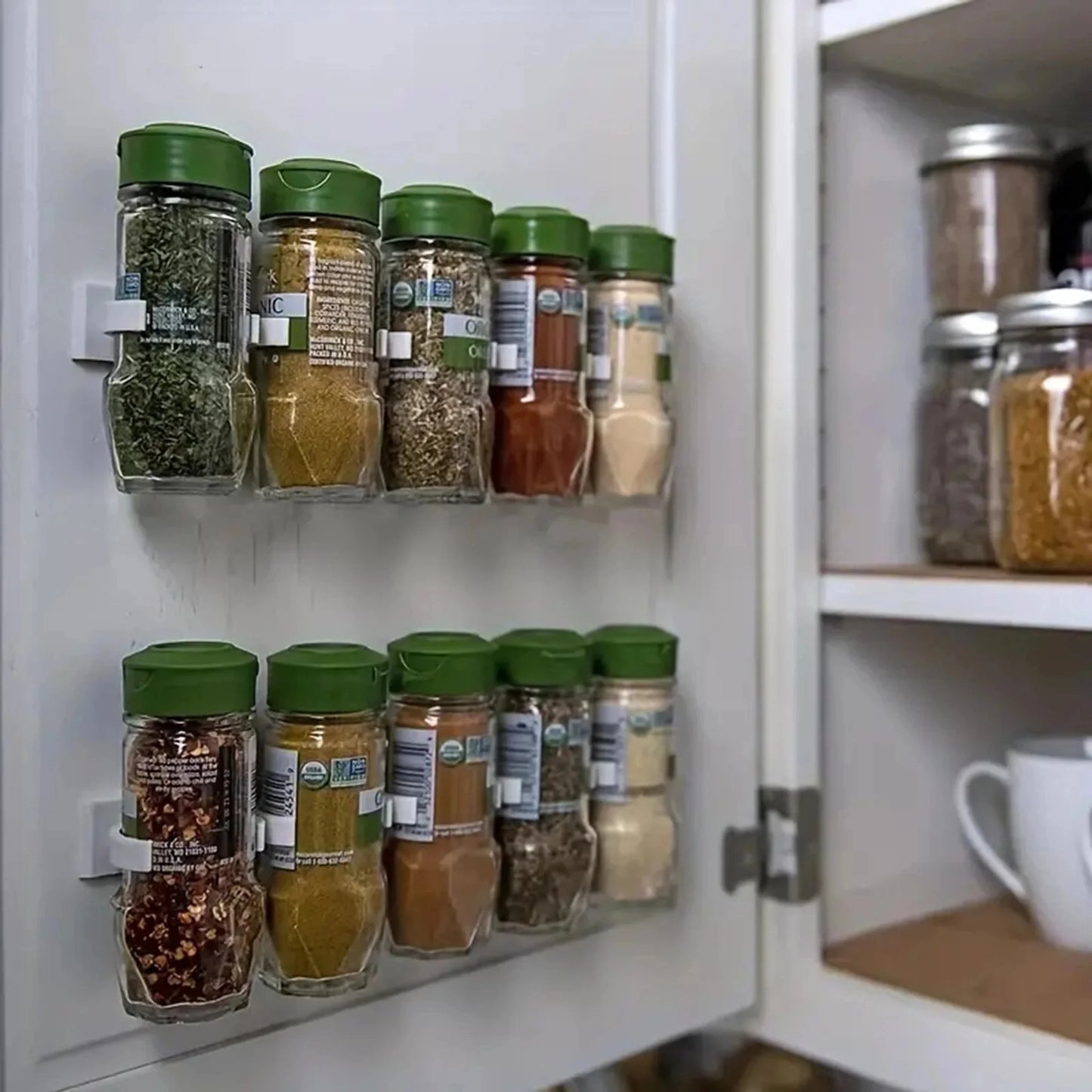 20 pcs/4 rows of spice racks, wall-mounted seasoning bottle sorting and storage racks, non-punching hanging storage racks