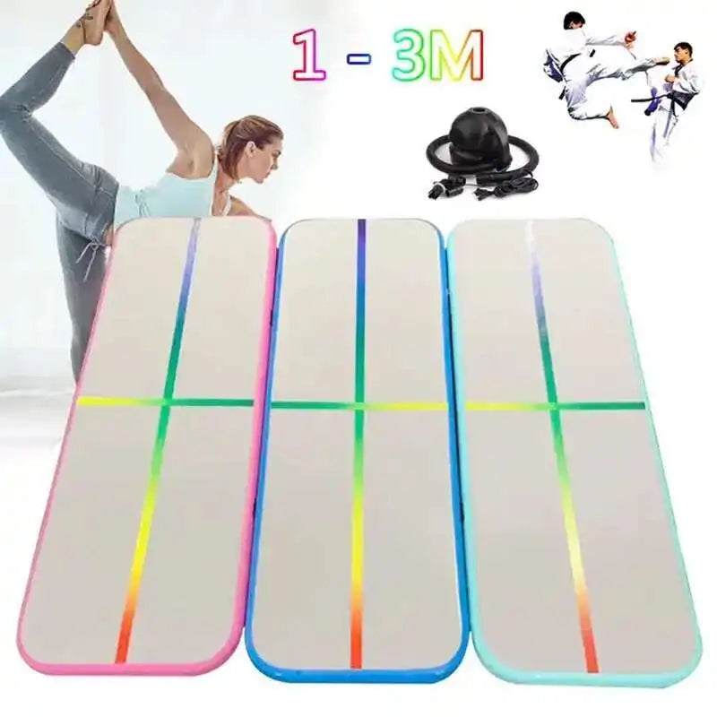 Air Tracks Iatable Gymnastics Durable 1X0.6X0.1M Tumbling Gym Mat With Colorful Line Indoor Yoga Floor For Training Use