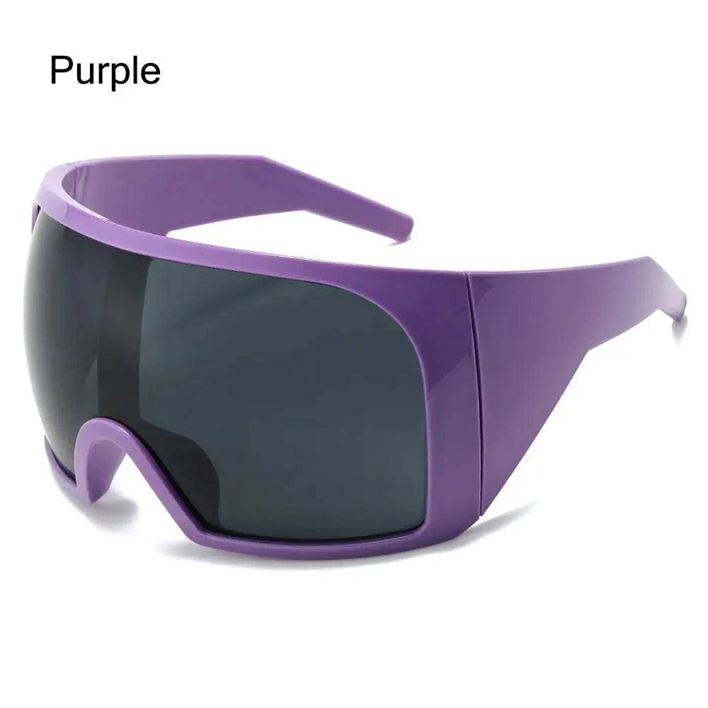 Futuristic Wrap Around Sunglasses Rave Curved Lens UV400 Protection 2000'S Eyewear Oversized Y2K Sun Glasses for Women & Men
