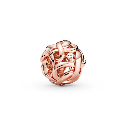 Rose Gold Plated Charms for Bracelet DIY Jewelry Making Heart Flower Strawberry Butterfly Paw Print CZ Pendant Beads Women Gift