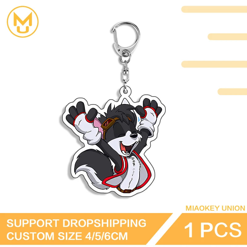 Furry Wolf Fashionable Eye Catching Lively Edgy Acrylic Keyring Charming Adorable Exquisite Anime Jewelry Accessories Gifts