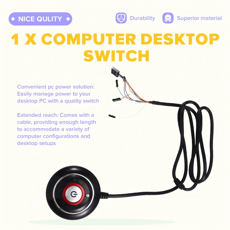 ELECT-Computer Desktop Switch Button With Dual USB Port Desktop Host External Start Button