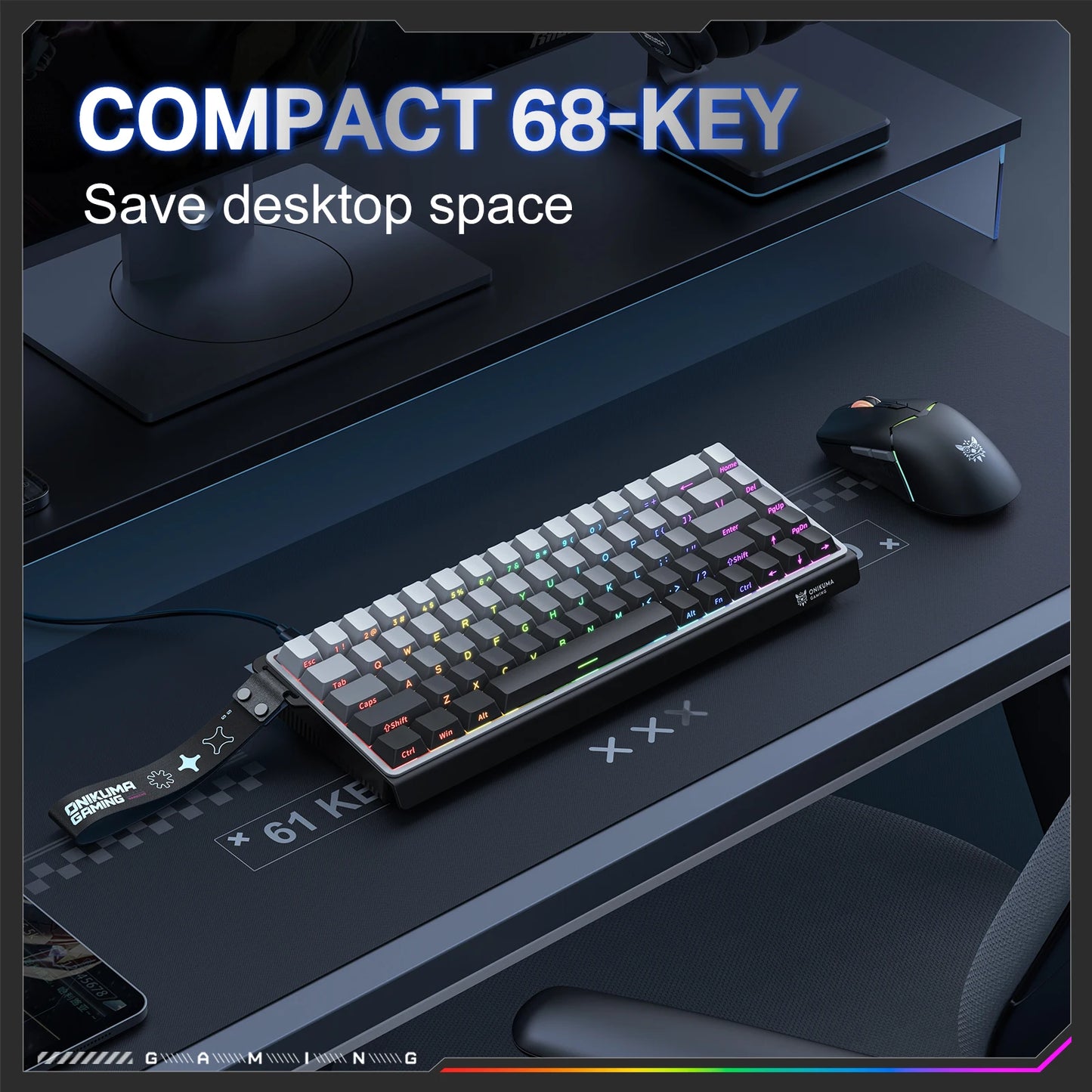ONIKUMA NEW Magnetic Gaming Keyboards Wired 60% 0.01mm Rapid Trigg 8000Hz SOCD/Rs 0.125ms 128K Rate G69