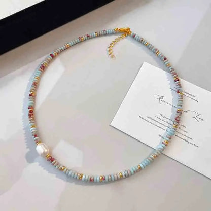 Light Luxury Color Beaded Splicing Necklaces High-end Freshwater Pearl Clavicle Necklace Stacked Design Jewelry Women Wholesale