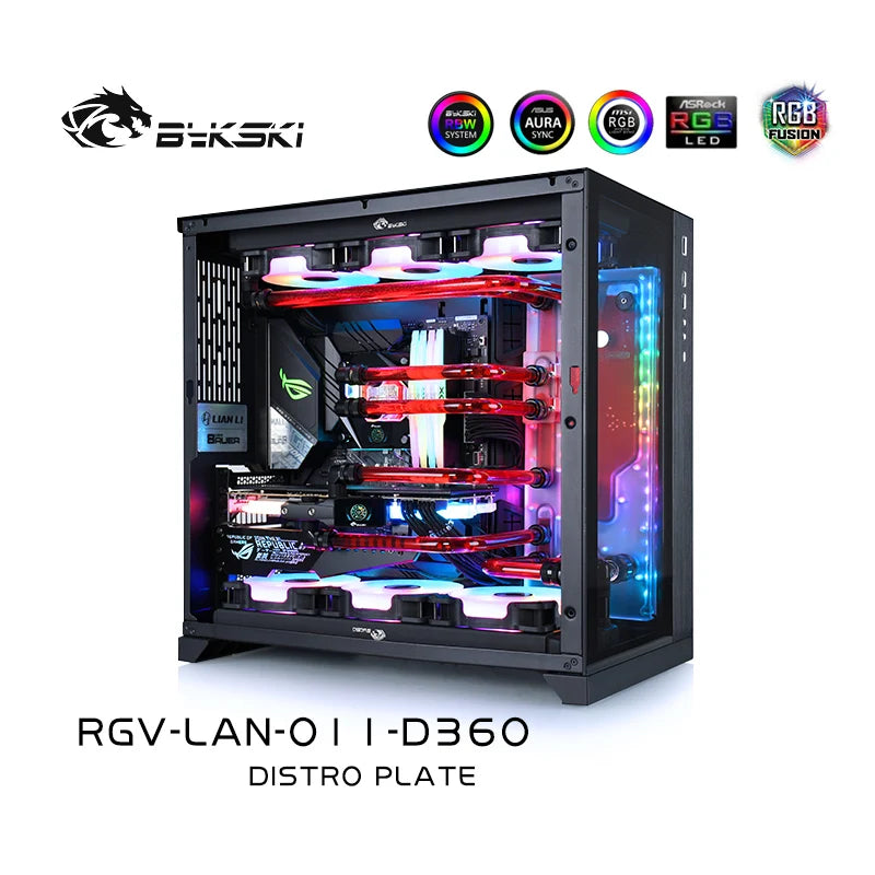 Bykski Acrylic Distro Plate / Board for LIAN LI O11 Dynamic Case / Fit Dual 360MM Radiator / Combo DDC Pump / RGV-LAN-O11-D360