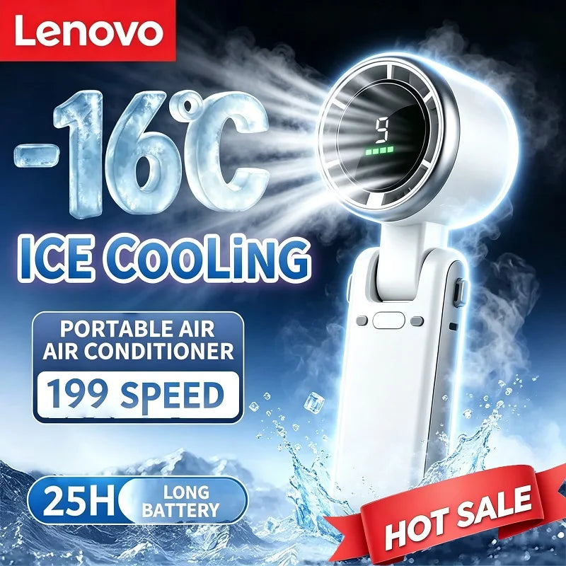 Lenovo 3-in-1 Fan 5-speed 3600mAh Rechargeable Lithium Battery USB Charging Travel Mini Fan For Travel Outdoor Activities