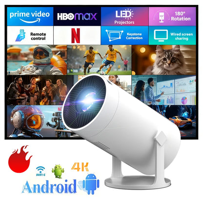 Portable HD Smart Projector Home Theater Full HD 1080P High Brightness Wireless Screen Mirroring Built-In Speaker WiFi Bluetooth