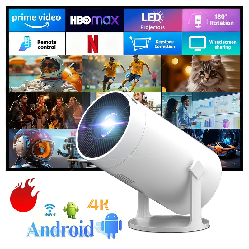 Portable HD Smart Projector Home Theater Full HD 1080P High Brightness Wireless Screen Mirroring Built-In Speaker WiFi Bluetooth