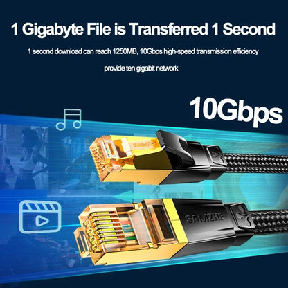 SAMZHE Cat7 10Gbps Ethernet Cable Cotton Braided Network Lan Cord for Modem Laptops PS5 4 Router 1m 5m 10m RJ45 Cable Ethernet