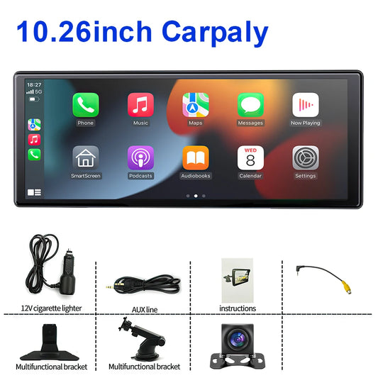 10.26" Wireless Carplay Android Auto Mirror Car Radio Multimedia Video Player Stereo Universal Carplay Android Auto Screen 1din
